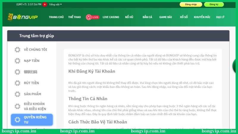 Hội viên tại Bongvip có nghĩa vụ tuân thủ điều khoản