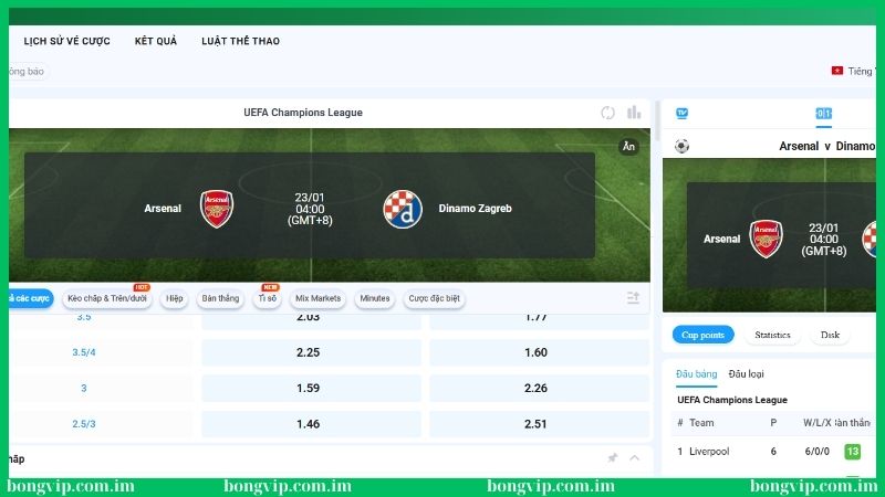 Phân tích tỷ lệ cược được thống kê trên Bongvip 